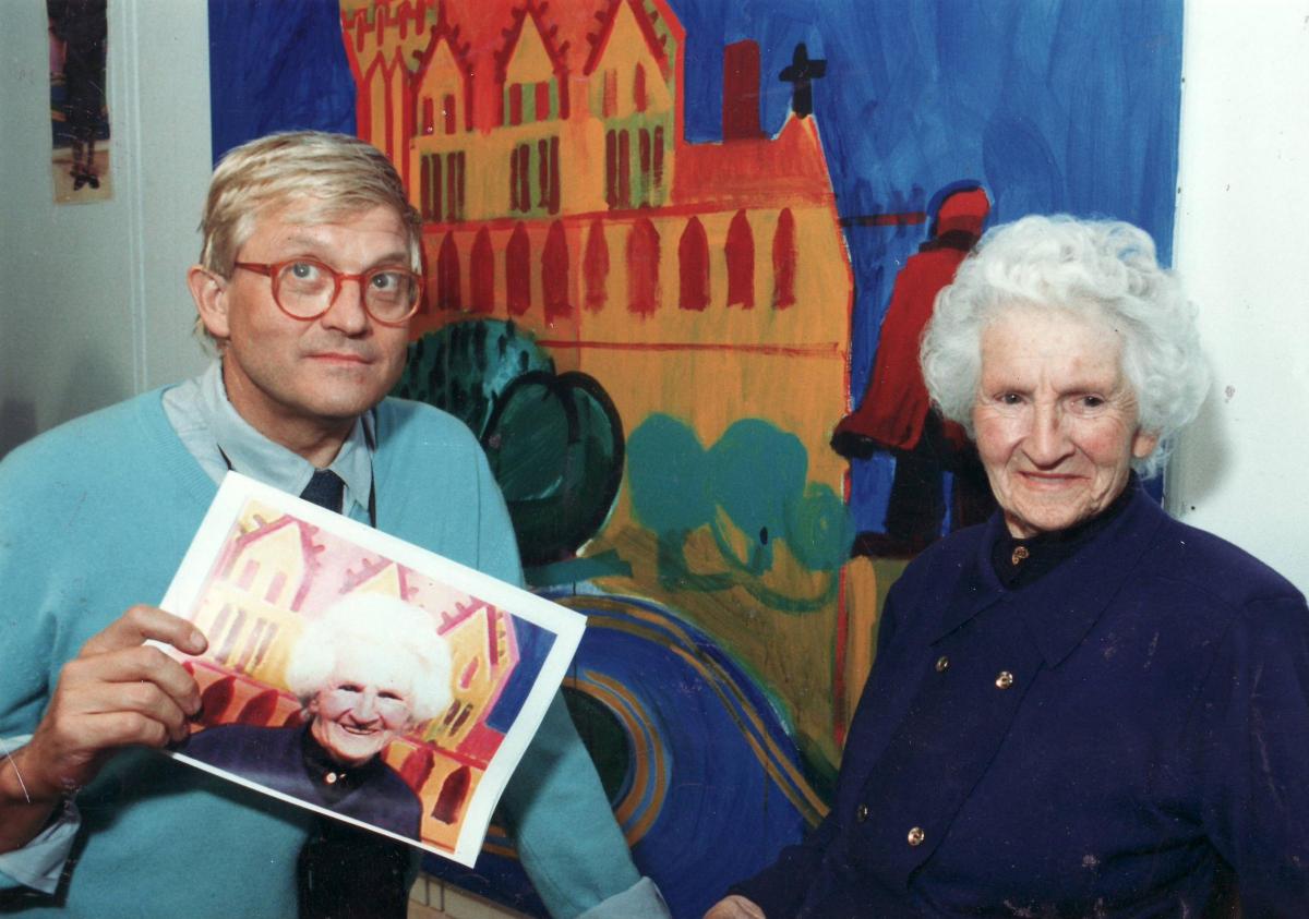 David Hockney with his mum, Laura, in 1991