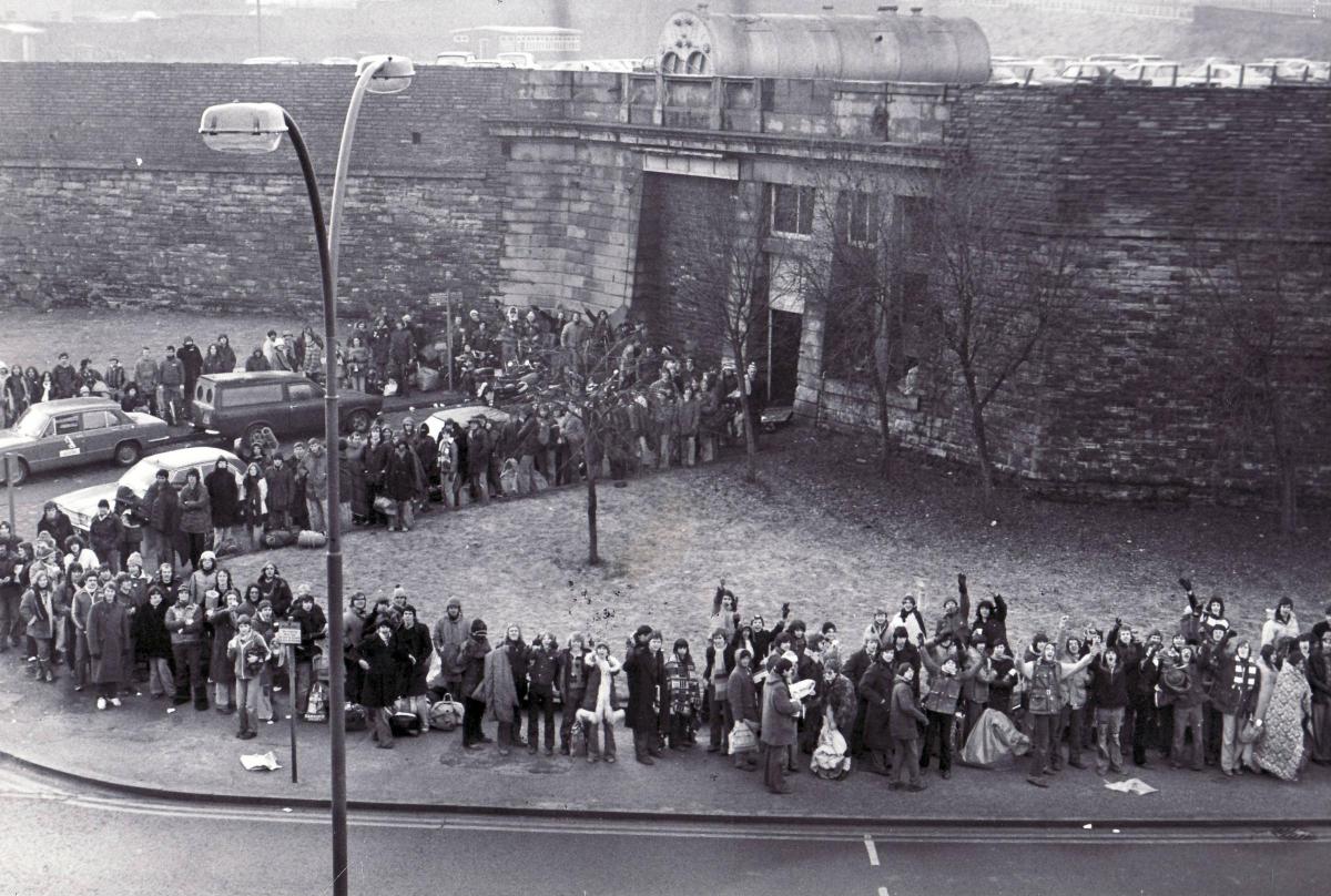 Genesis fans queuing for tickets at St George's Hall in January 1980