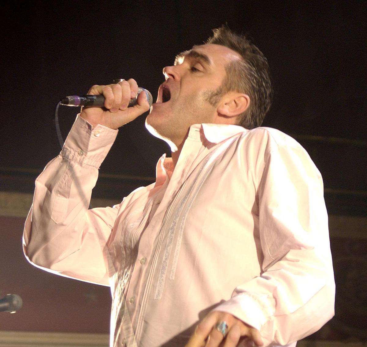 Morrissey on stage St George's Hall in October 2002