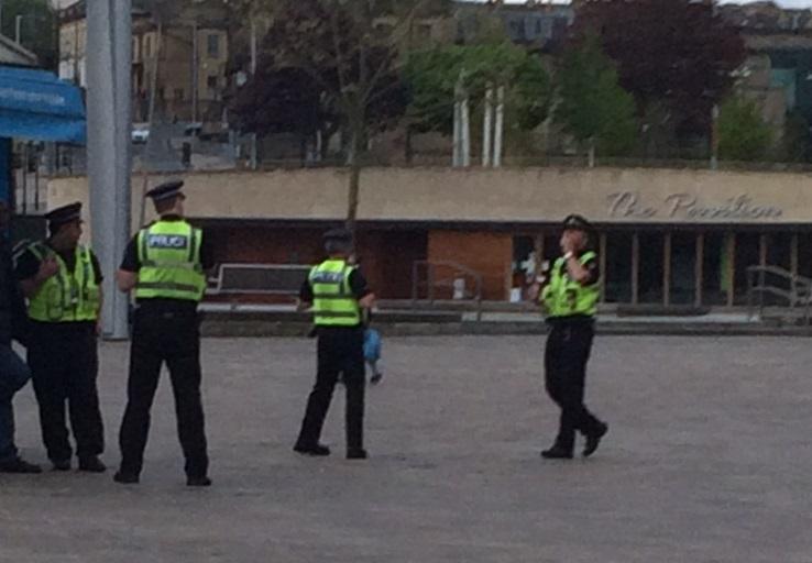 Police on patrol in Centenary Square this morning