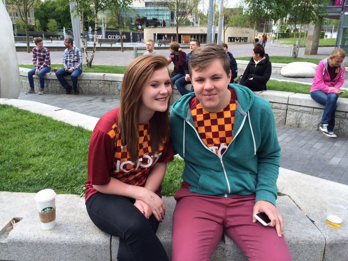 Bantams fans Daniel Puttock and Abiee Berry in City Park