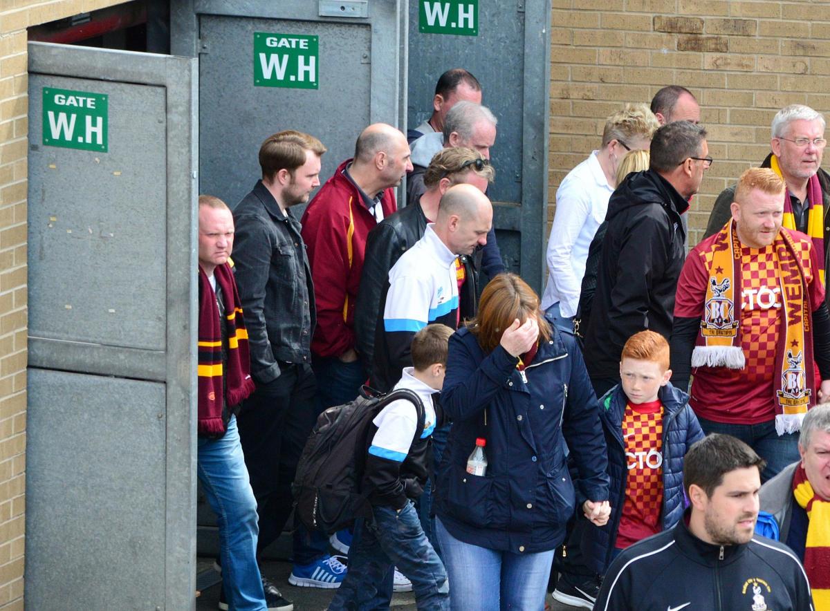 Despondent City fans drift away from Valley Parade after today's defeat to Millwall