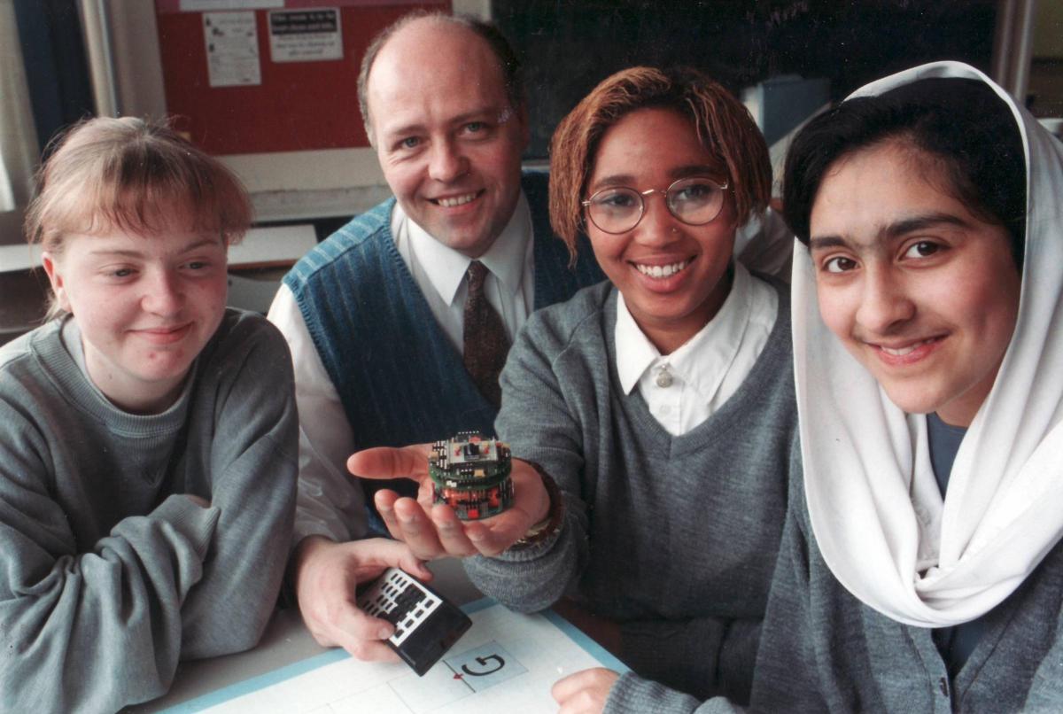 Belle Vue girls in a maths lesson in 1996