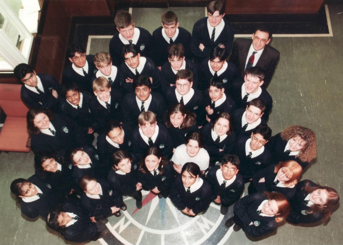 Pupils who were part of a maths challenge in 1996