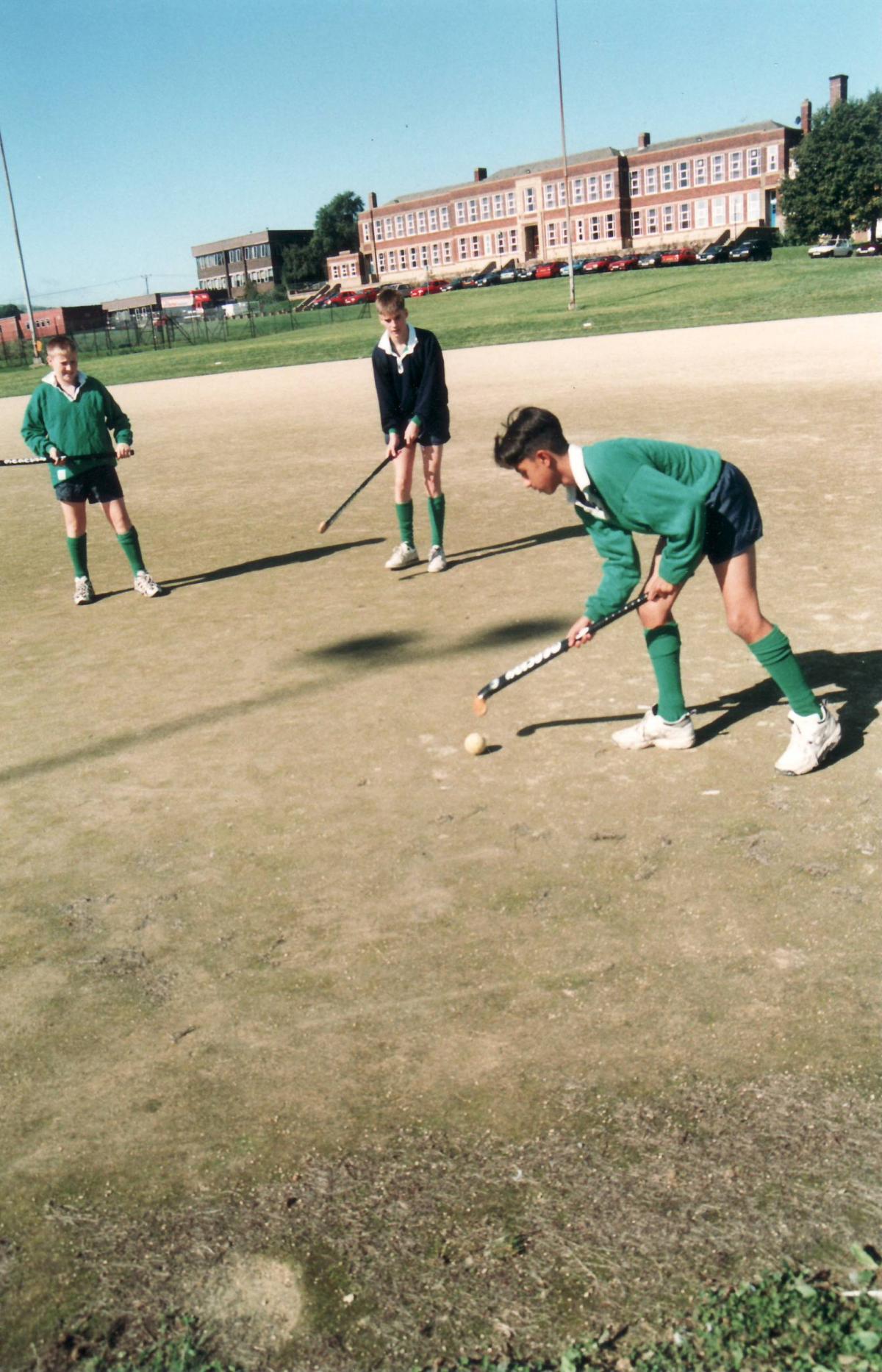 Pupils on the all-weather pitch in 1997