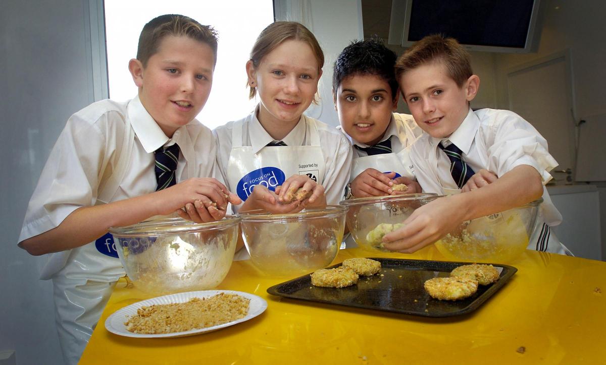 Pupils cooking in 2005