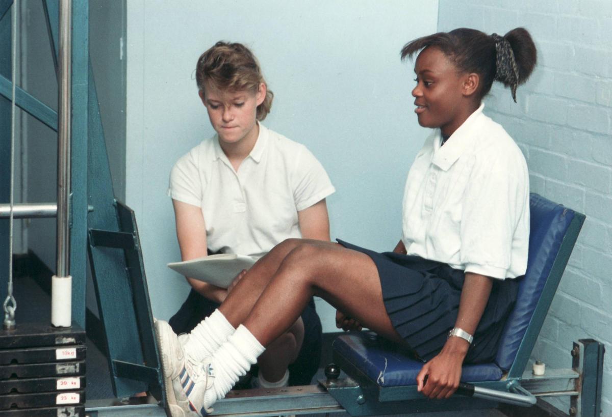 Pupils in the gym in 1989
