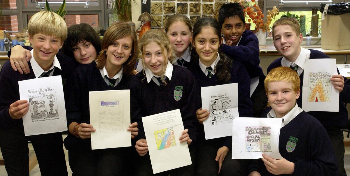 Thornton Grammar School pupils involved in the T&A's 2003 art attack