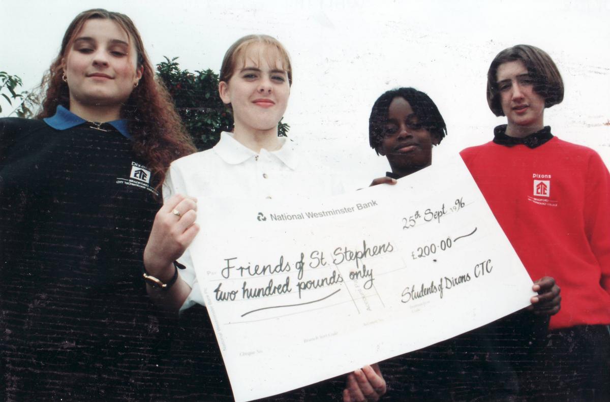 Dixons CTC 1996 Cheque for St Stephens Care Centre
