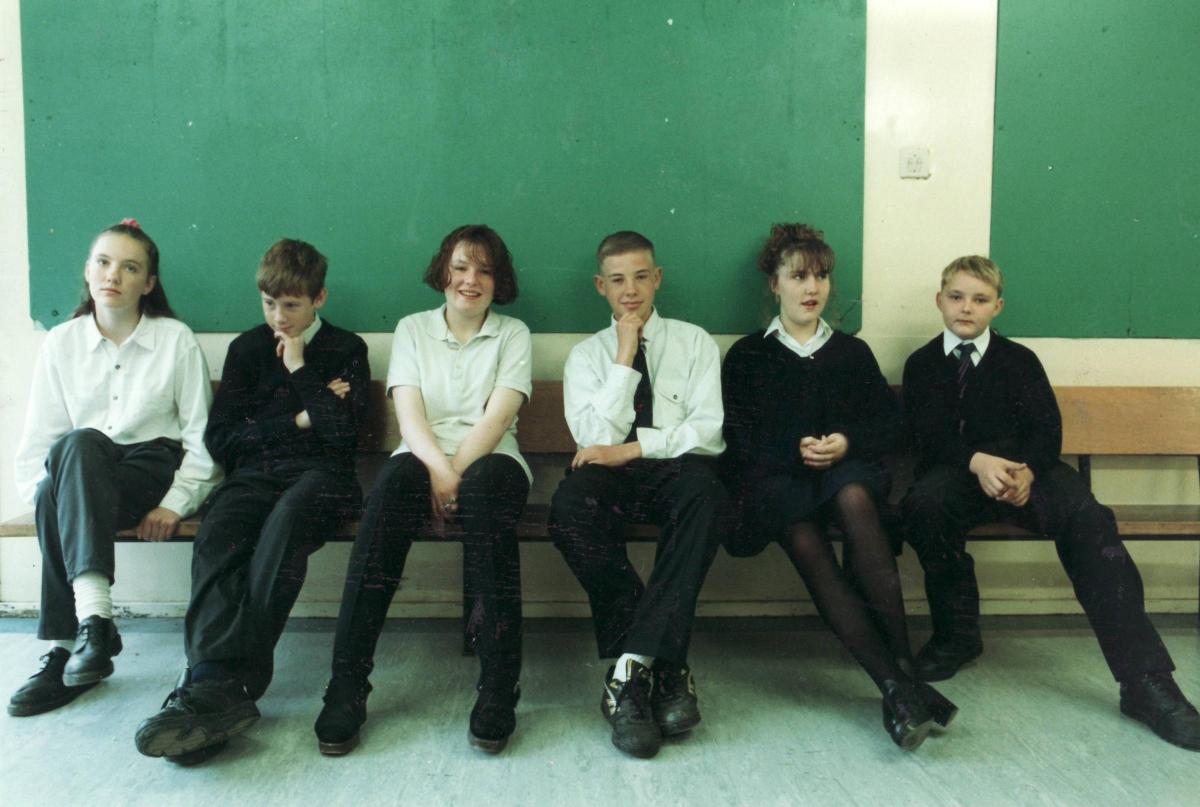 Pupils doing two minute silence 1993