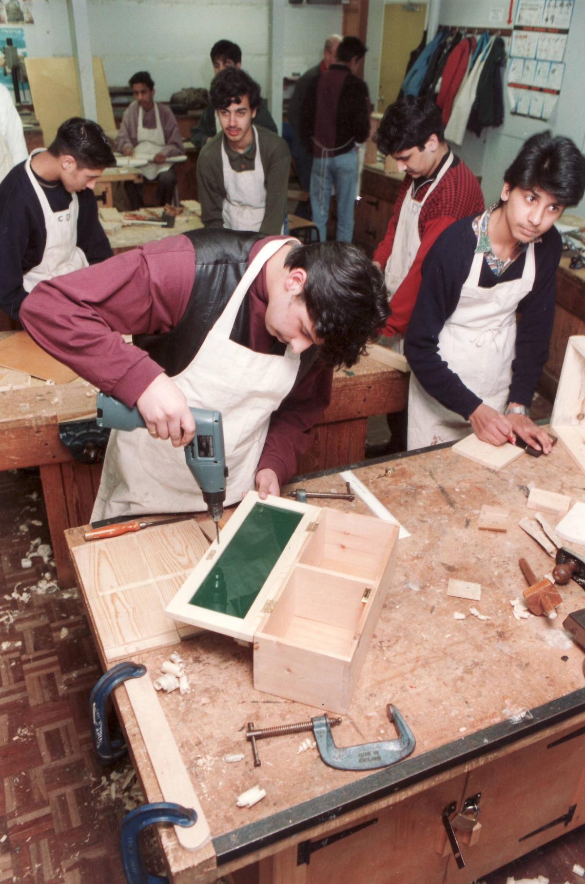 Half term students of Grange Upper School work through their school holiday 1994