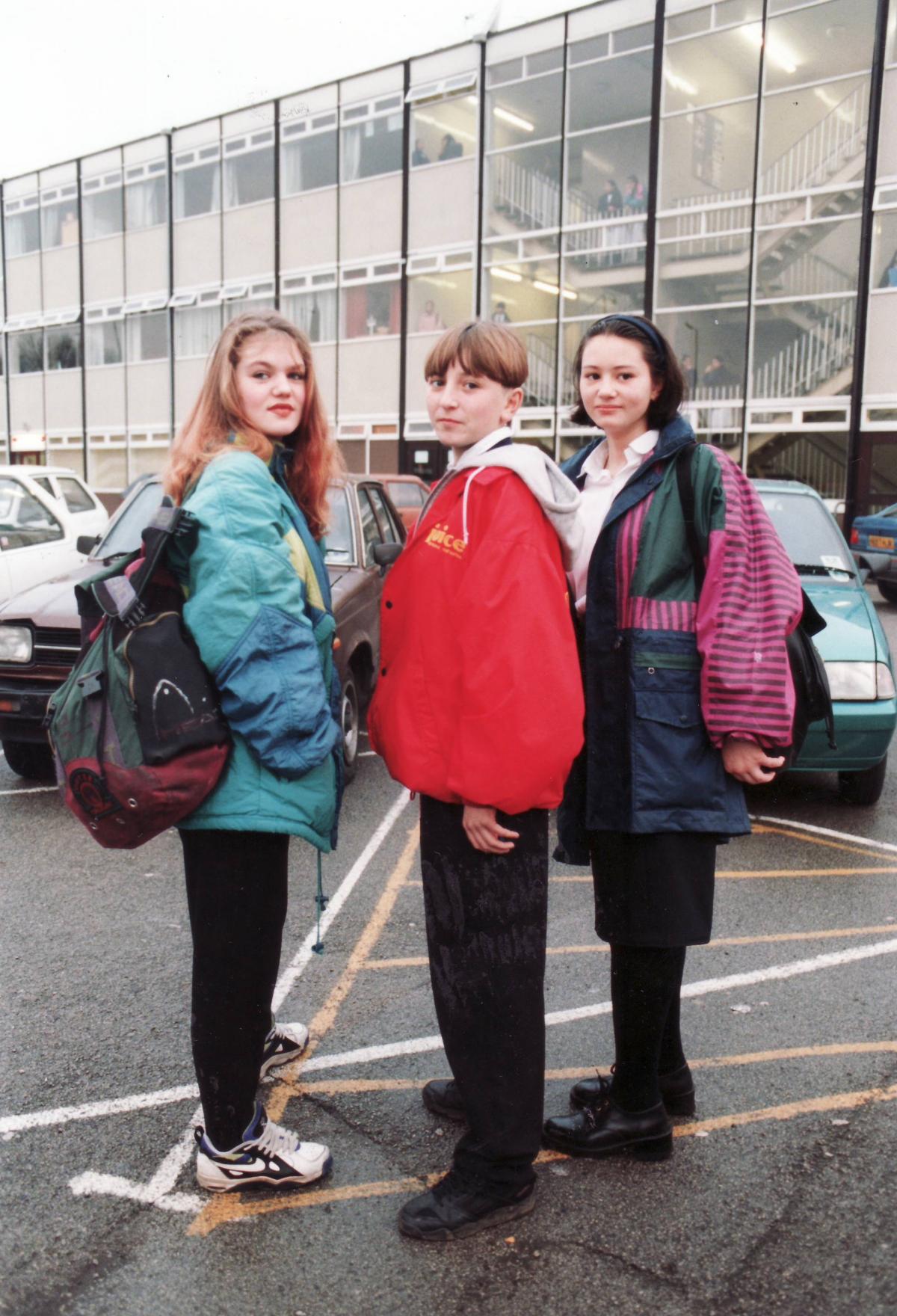 Pupils outside Grange school 1994