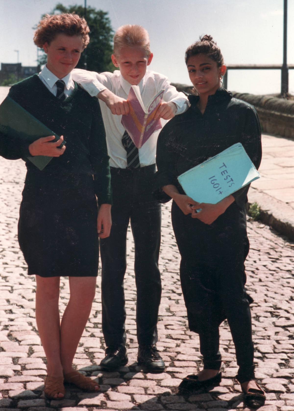 Pupils show off the new uniform, 1989