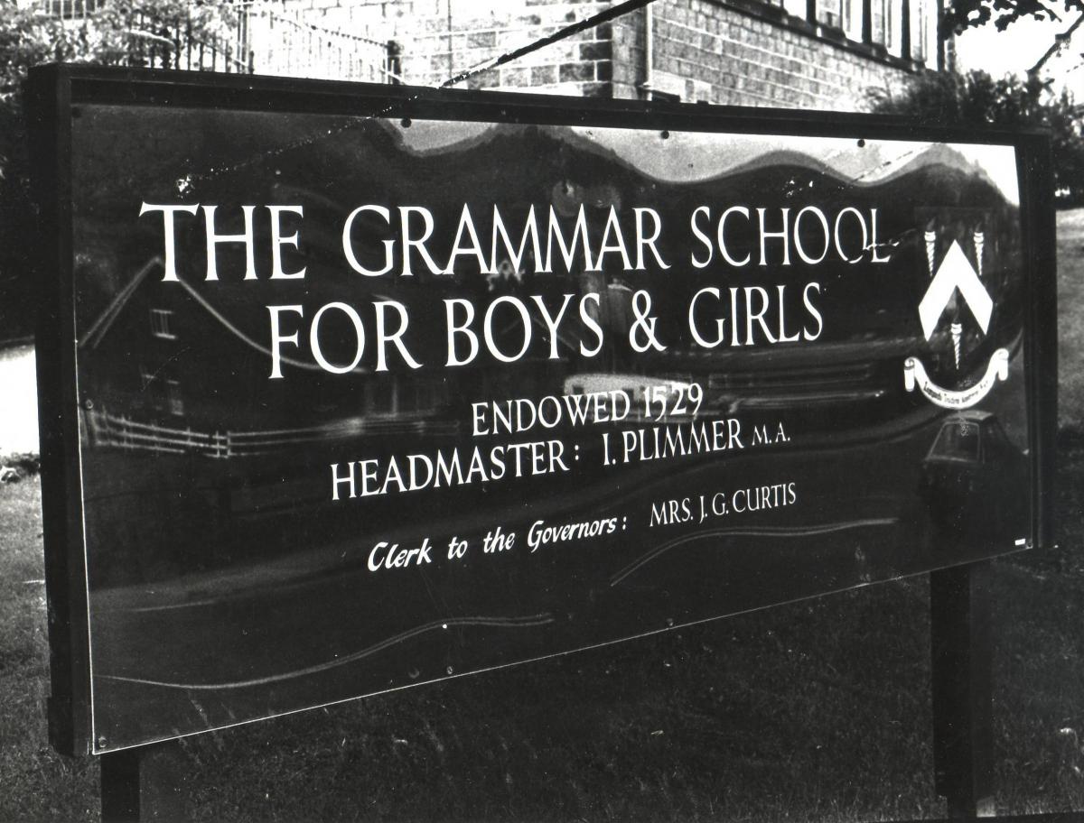 The school sign in 1985