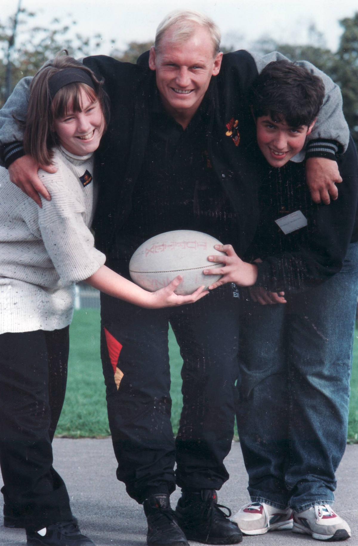 A rugby school visit in 1995