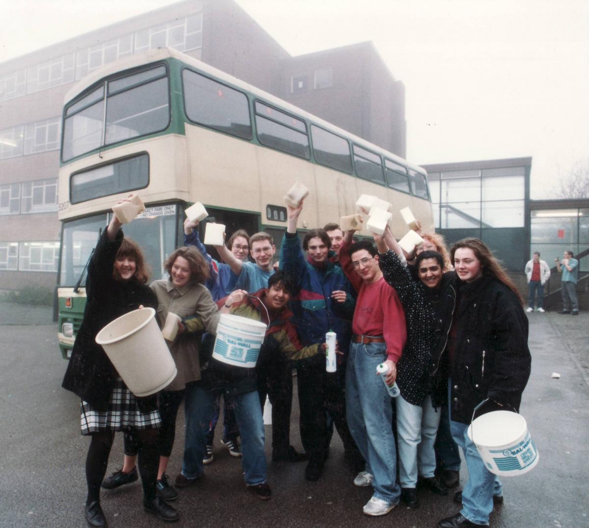 Collecting for charity in 1993