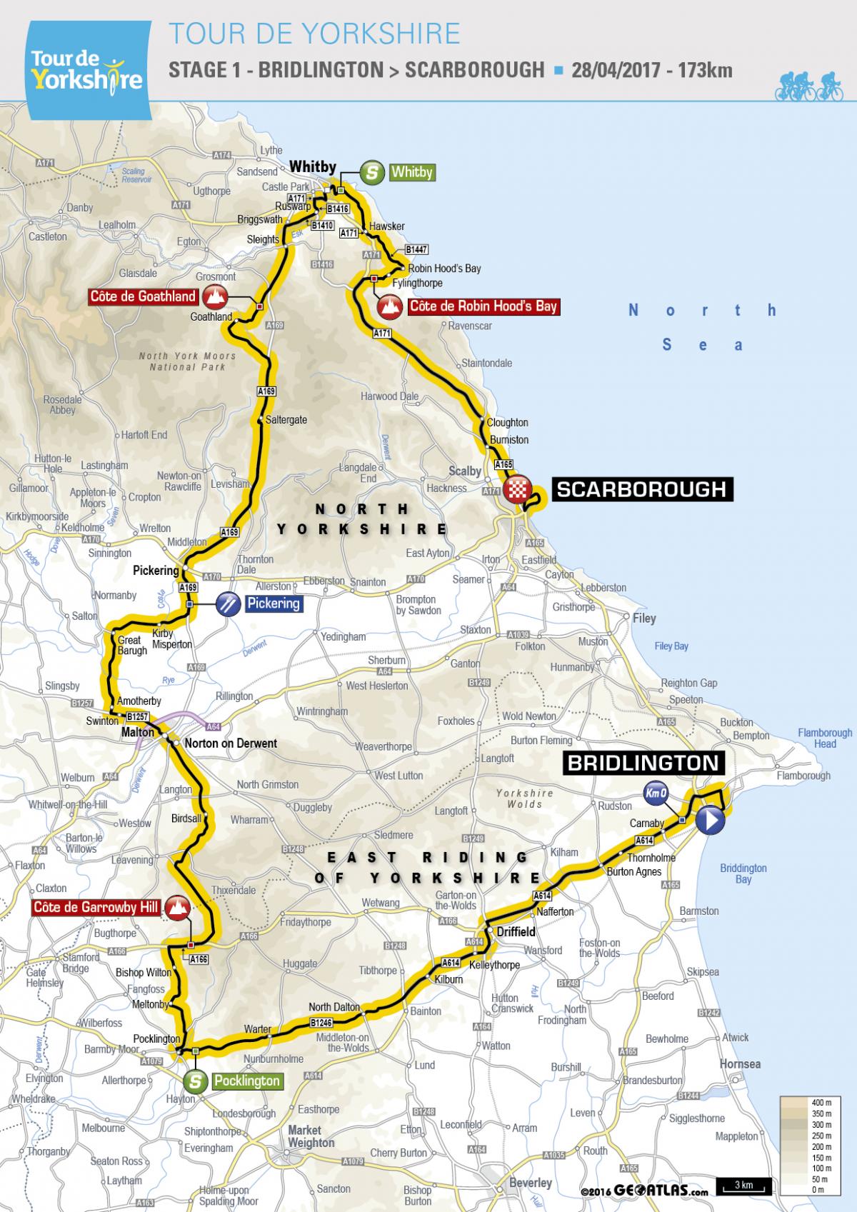 The full route for Stage 1 of the Tour de Yorkshire 2017