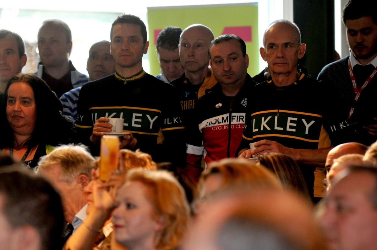 Ilkley Cycle Club wait for the announcement of the route of the Tour de Yorkshire