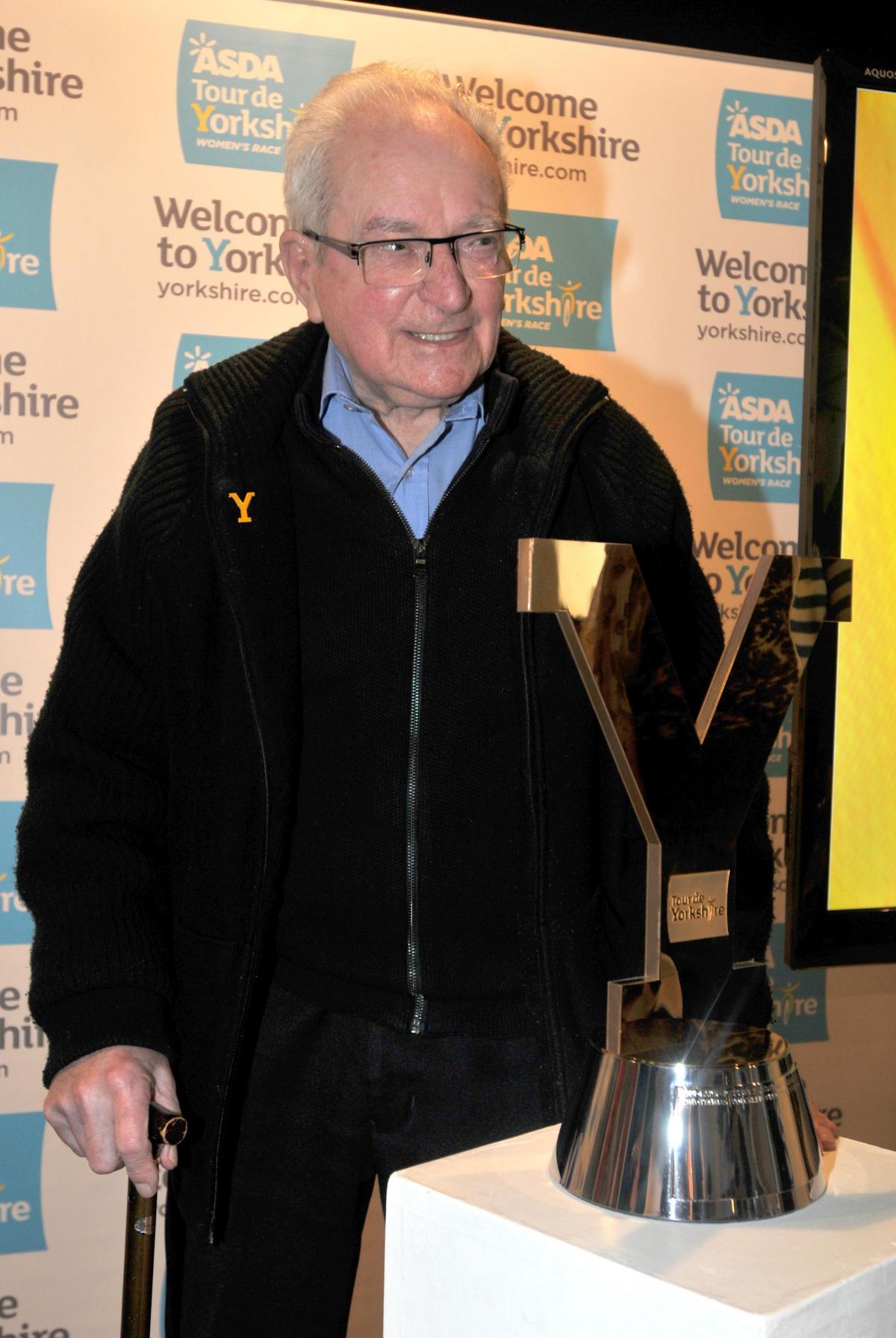 Ken Russell, winner of the first Tour of Britain, at the launch of the Tour de Yorkshire 2017 route
