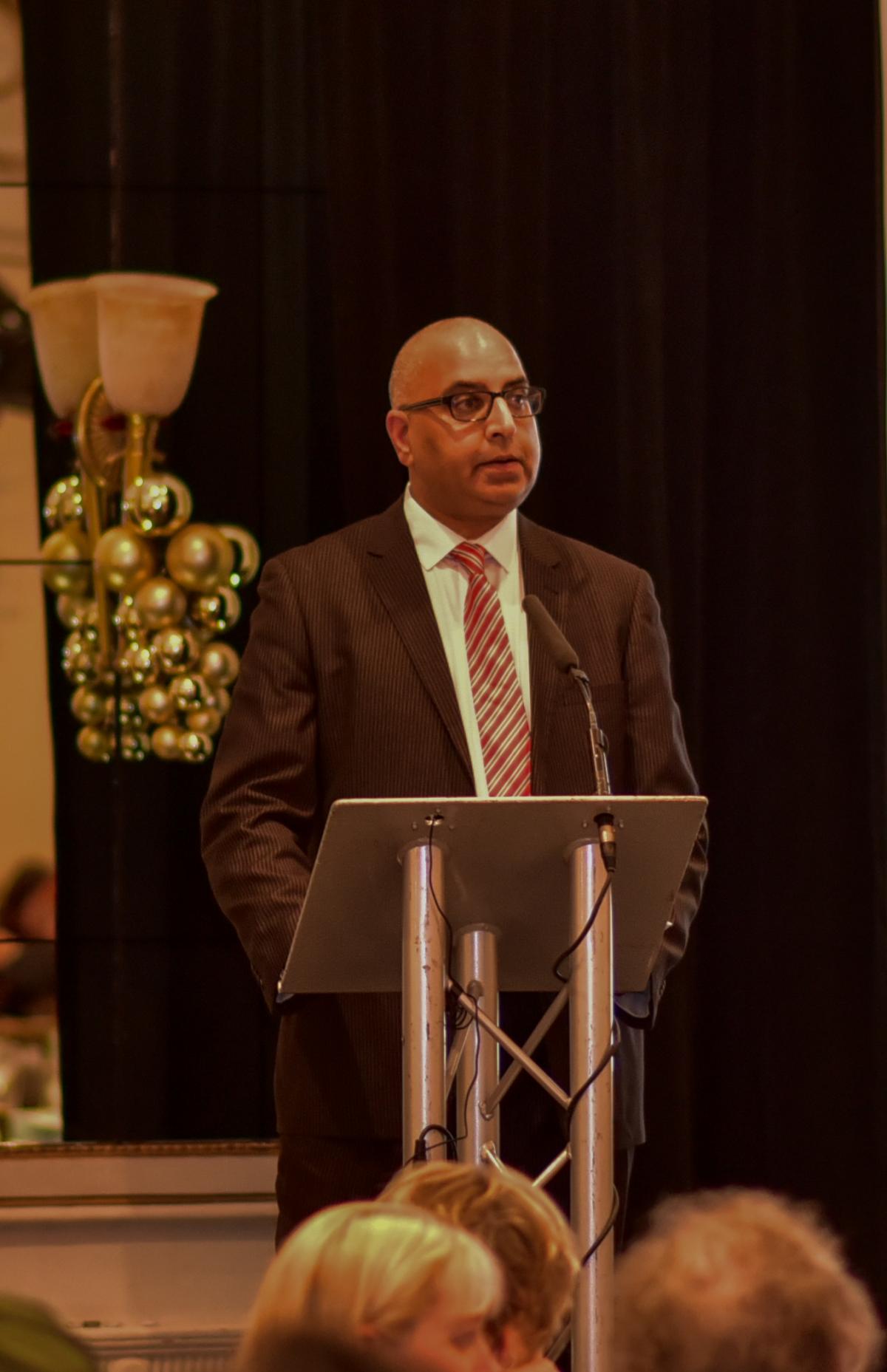 Councillor Abdul Jabar, Bradford Council's portfolio holder neighbourhoods and community safety, speaks at the Community Stars Awards 2016