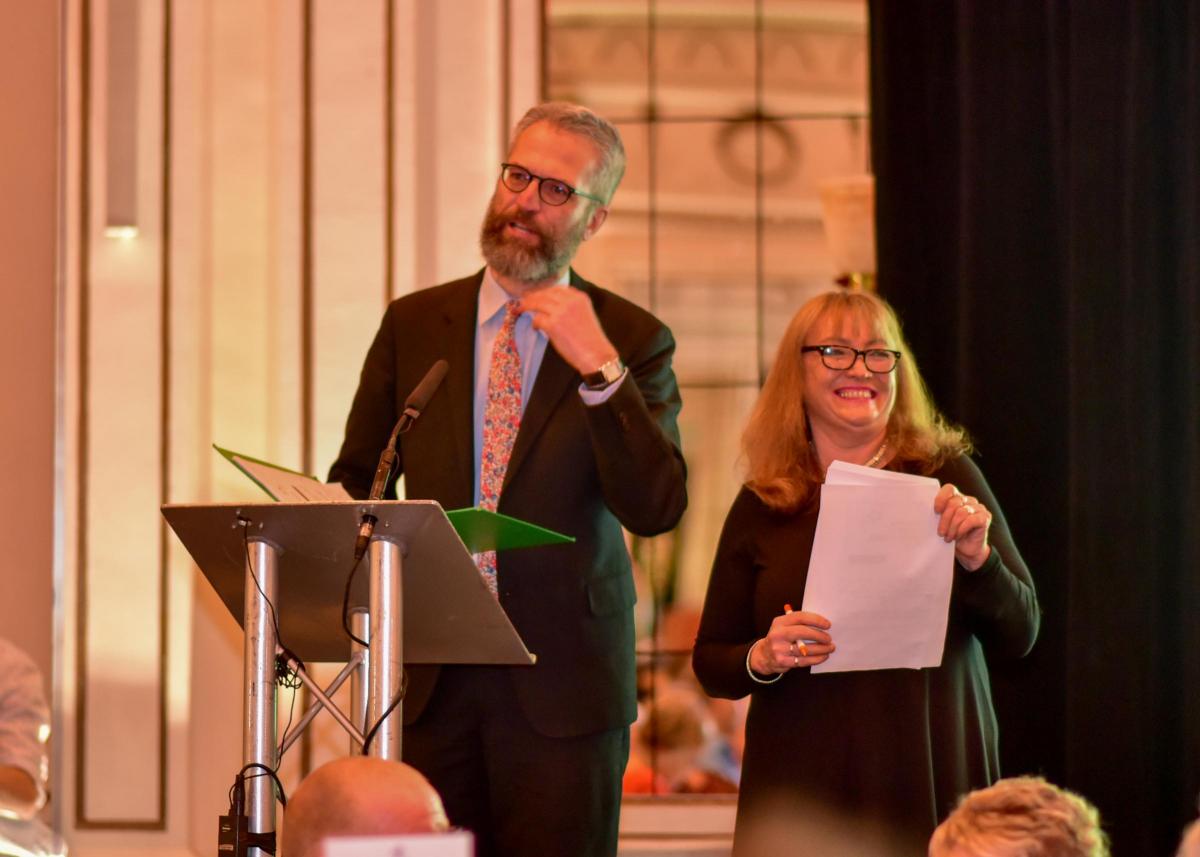 BBC broadcaster and presenter Andrew Edwards and director of BCB Radio Mary Dowson compere the Community Stars Awards 2016