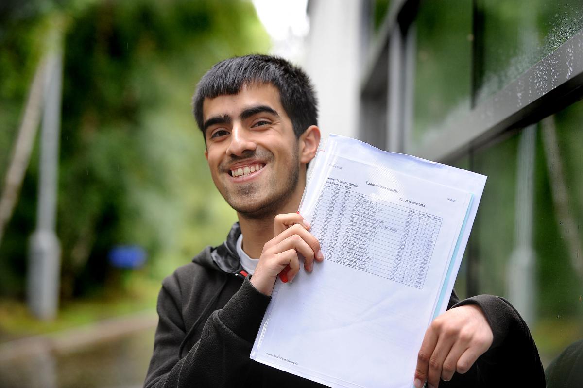 Tahir Mahmood with he straight A results at Challenge College