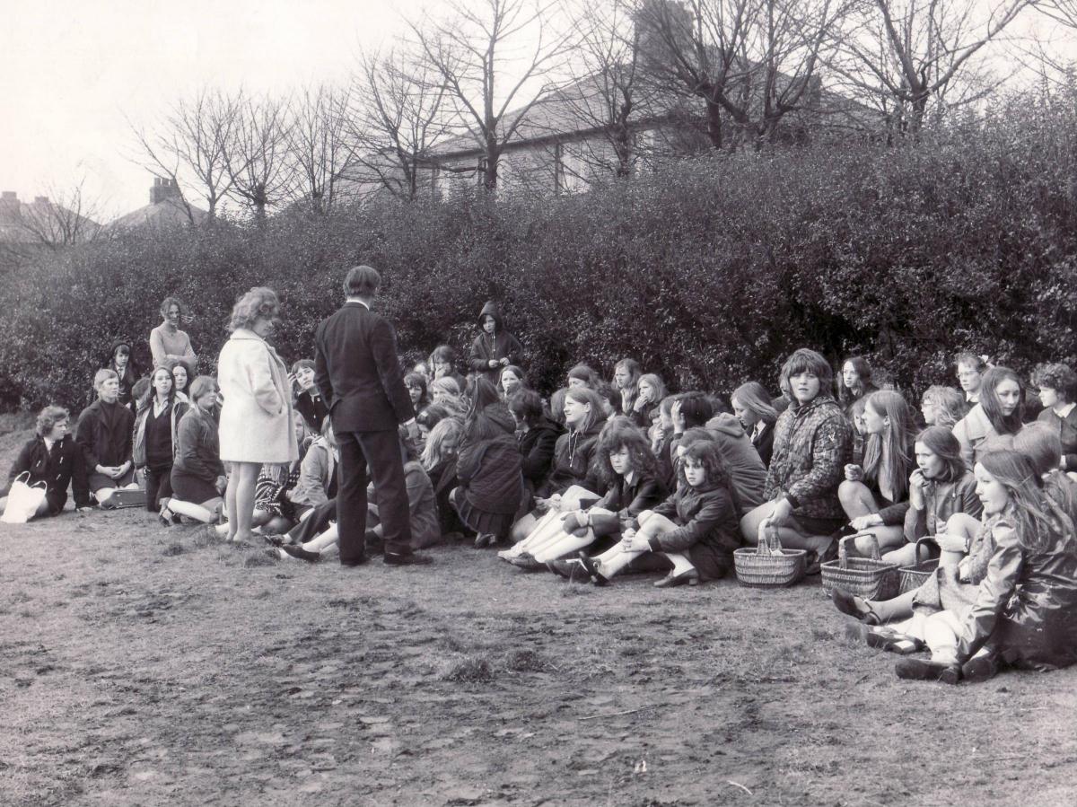 Queensbury School pupils refusing to go into school 1971
