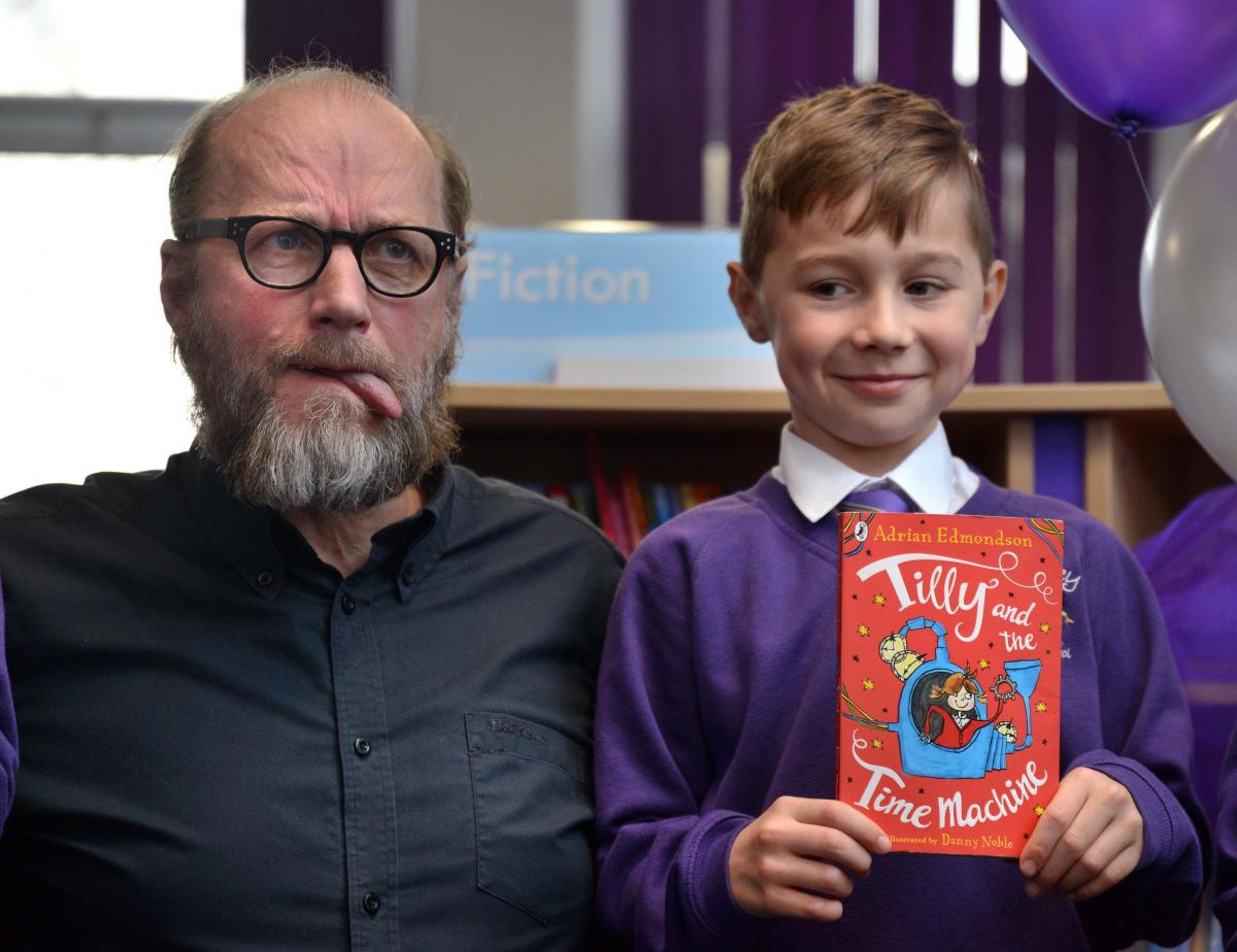 DECEMBER Adrian Edmondson visited Thackley Primary School to help open its new library