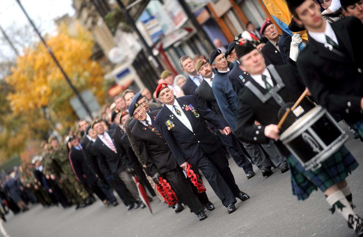 The Remembrance Day parade at Keighley