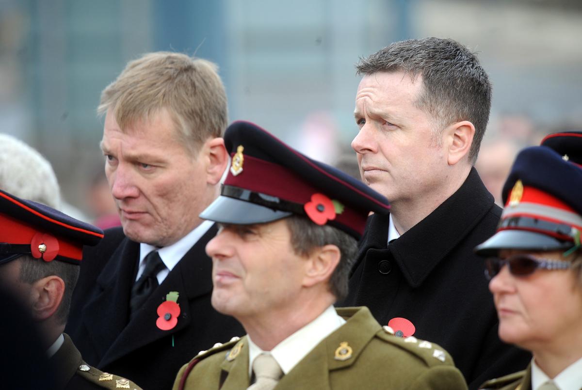 Council leader Coun Kris Hopkins and Council Chief Executive Tony Reeves at  the Remembrance Day ceremony in Bradford