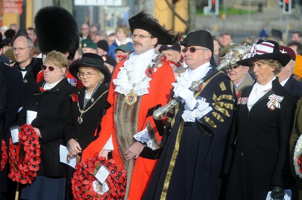 The Lord Mayor of Bradford, Coun Howard Middleton, leads the tributes at the Remembrance Day ceremony in Bradford