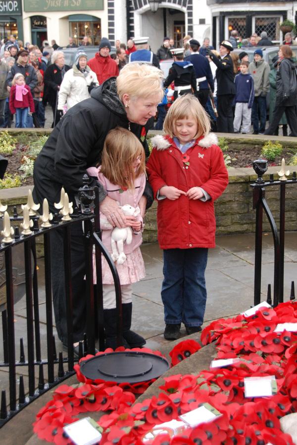 The Remembrance Day parade in Skipton High Street