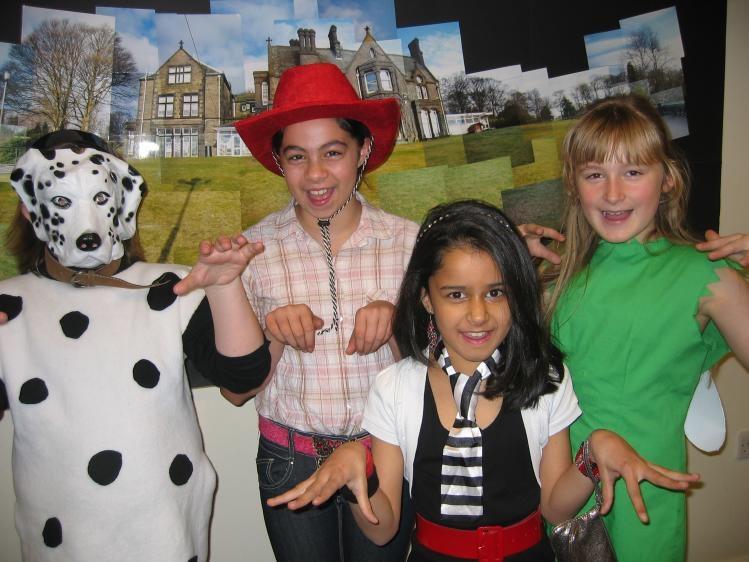 Megan Walsh, Saffrom Smith, Demini Patel and Lucille Robinson in their costumes for Children in Need