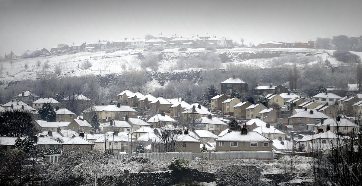 The scene looking out across Wrose and Shipley Moor
