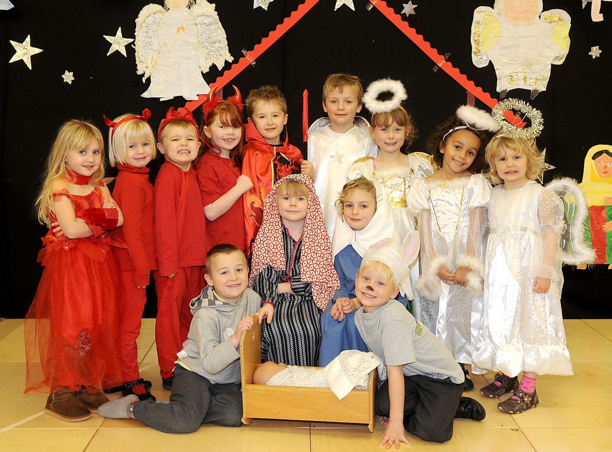 The cast at Harden Primary School