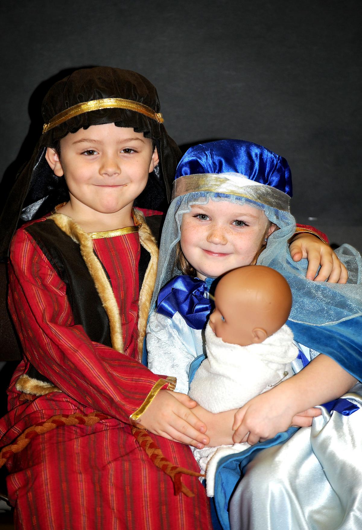 Mary and Joseph in St Francis Catholic Primary School's production of Little Angels are, Harvey Taglione and Edie O'Neill-Tolley