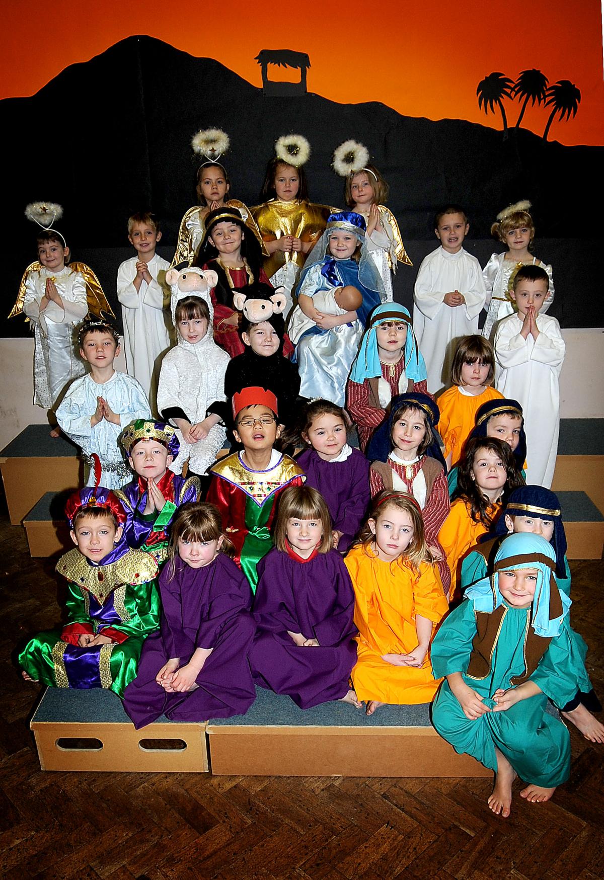 The cast of  St Francis Catholic Primary School's production of Little Angels