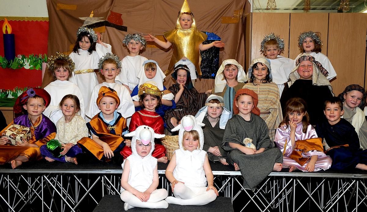 The cast of the St Joseph's Primary School, Bingley, production of The Gigantic Star
