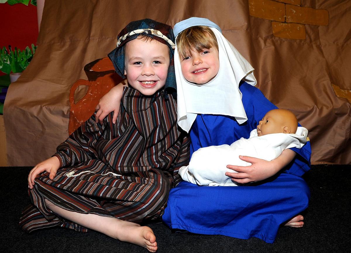 Appearing in the St Joseph's Primary School, Bingley, production of The Gigantic Star are, Mia Bambridge (Mary) and Joseph Kirton (Joseph)