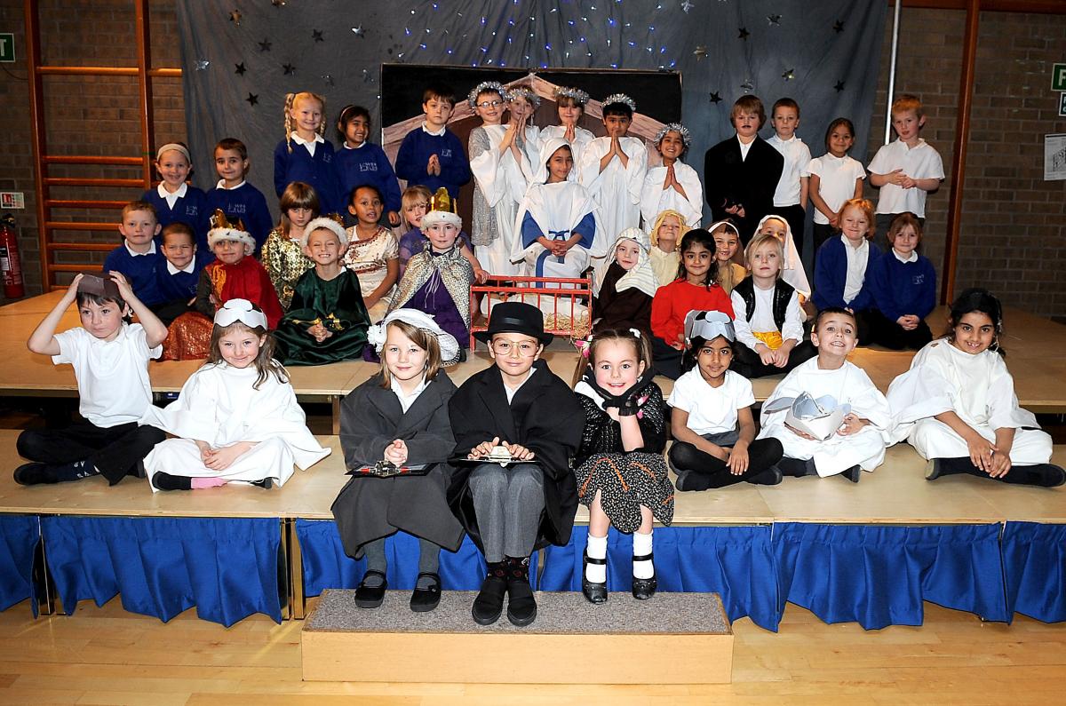 The cast of Lower Fields Primary School Christmas production