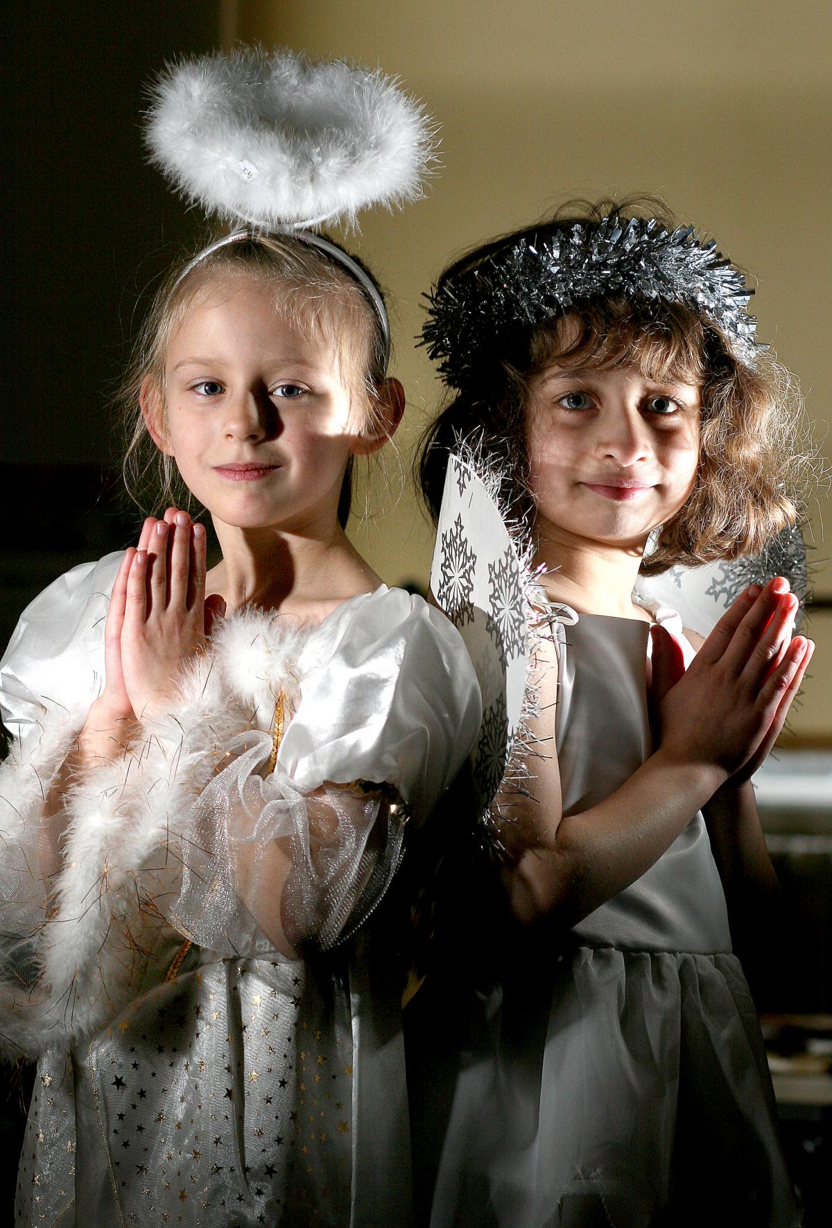 Gabrielle Hunkin, left, and Huda Khizer taking part in Allerton Primary School Nativity