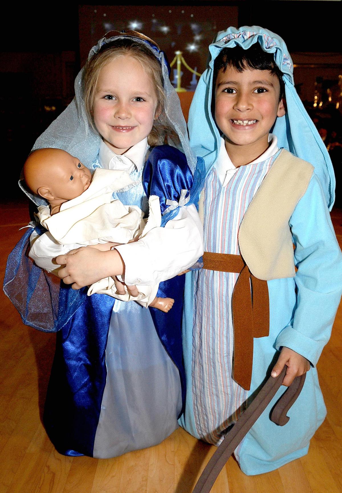 Appearing in Low Moor CE Primary School Nativity 'The Stars Come Out At Christmas' were Autumn Turnbull (Mary) and Hari Singh Gosal (Joseph)