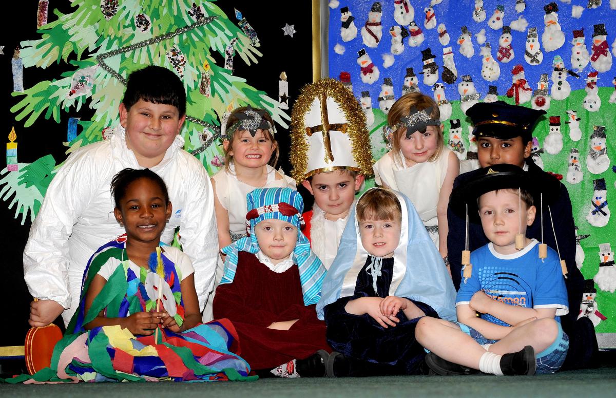 Some of the cast of Newhall Park Primary School Nativity 'Christmas Around the World'