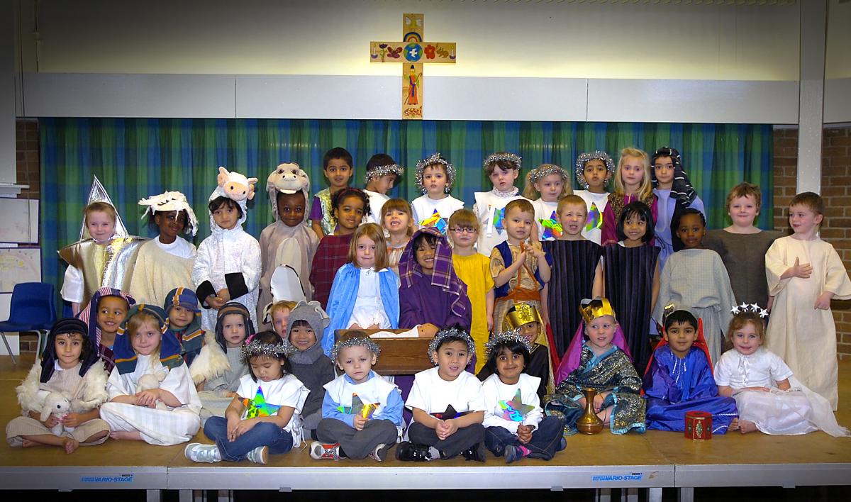 The cast of St Cuthbert & The First Martyrs Catholic Primary School Nativity