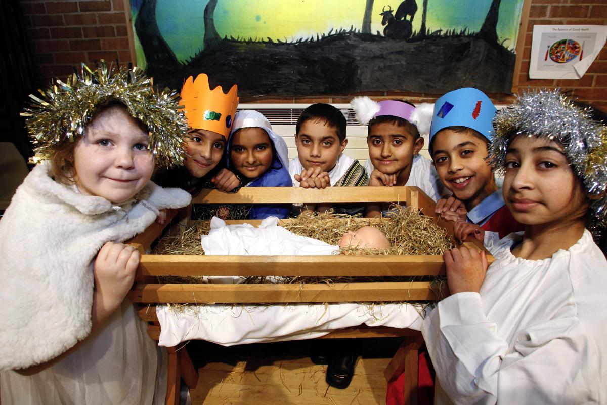 Pupils at St Andrew's Primary School, Keighley, taking part in their Christmas production 'Christmas Number One'