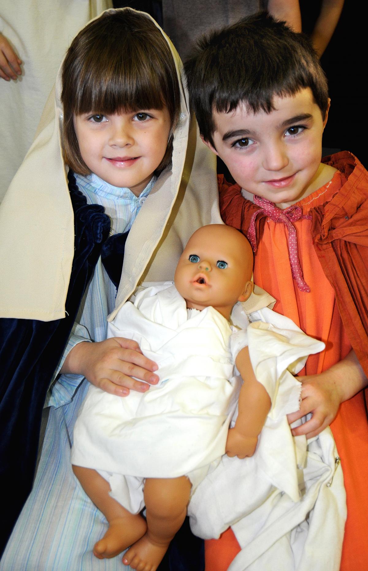 Playing Mary and Joseph in Menston Primary School Nativity 'The Little Owl and the Star' were Sophie Robson and Joseph Bevan