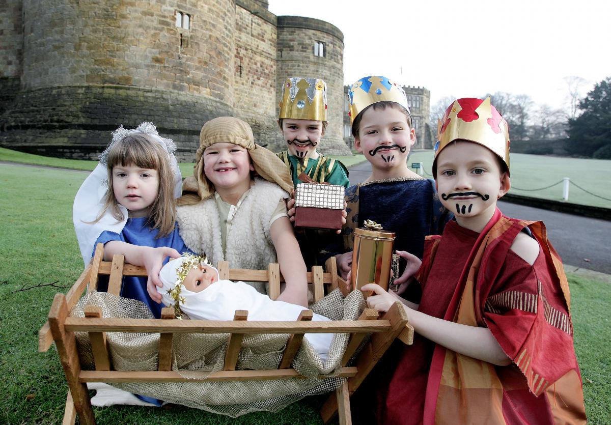Taking part in Bradley primary School Nativity at Skipton Castle were, from the left, Amber Wood, Oscar Crocombe, Joseph Parker and Alfie Parker