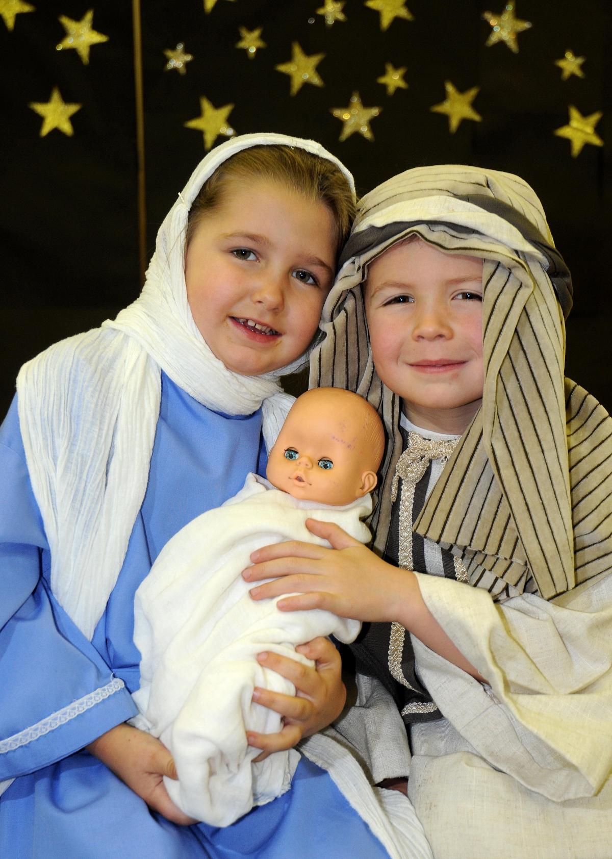 Appearing as Mary and Joseph in Rawdon St Peter's Primary School Nativity were Libby Whitaker-Keating and Joseph Wright