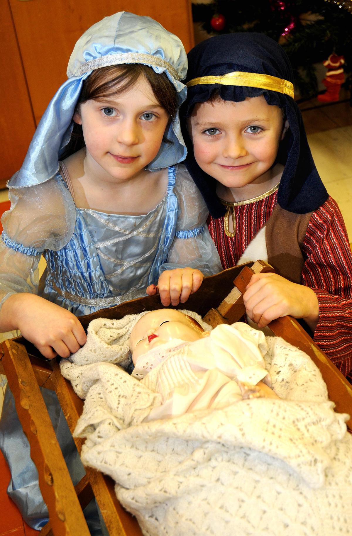 Appearing in St Mary's RC Primary School, Horsforth, Nativity were Phoebe Cliff and William Salmon as Mary and Joseph