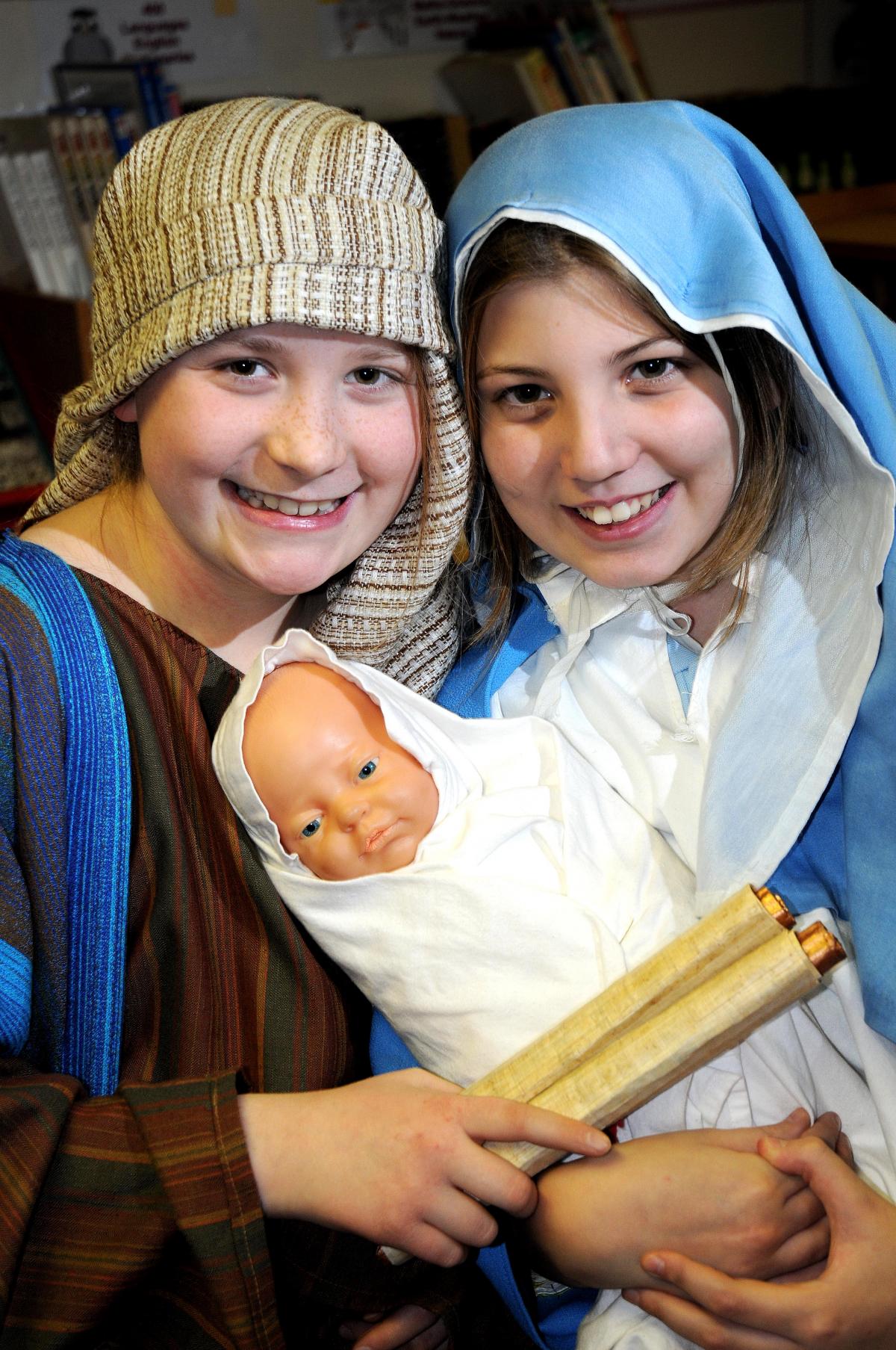 Appearing in St Oswald's CE Primary School Nativity were Chloe Wager and Annabel Tate as Mary and Joseph